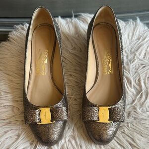 Salvatore Ferragamo Women's Metallic Gold Flats